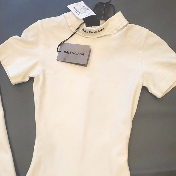 NWT$1,850 BALENCIAGA White Cotton T-Shirt Neckline Maxi Gown Dress Sz XS - Picture 9 of 16